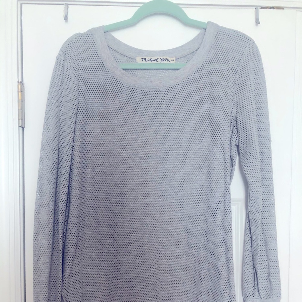 Michael Star gray long sleeve Side slit tee.